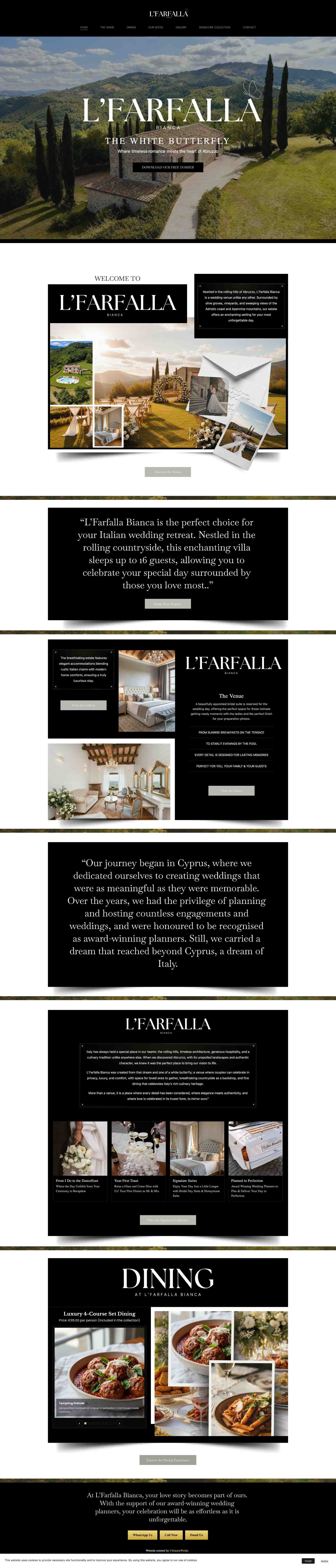 L'Farfalla Bianca website design by UltimateWorkz