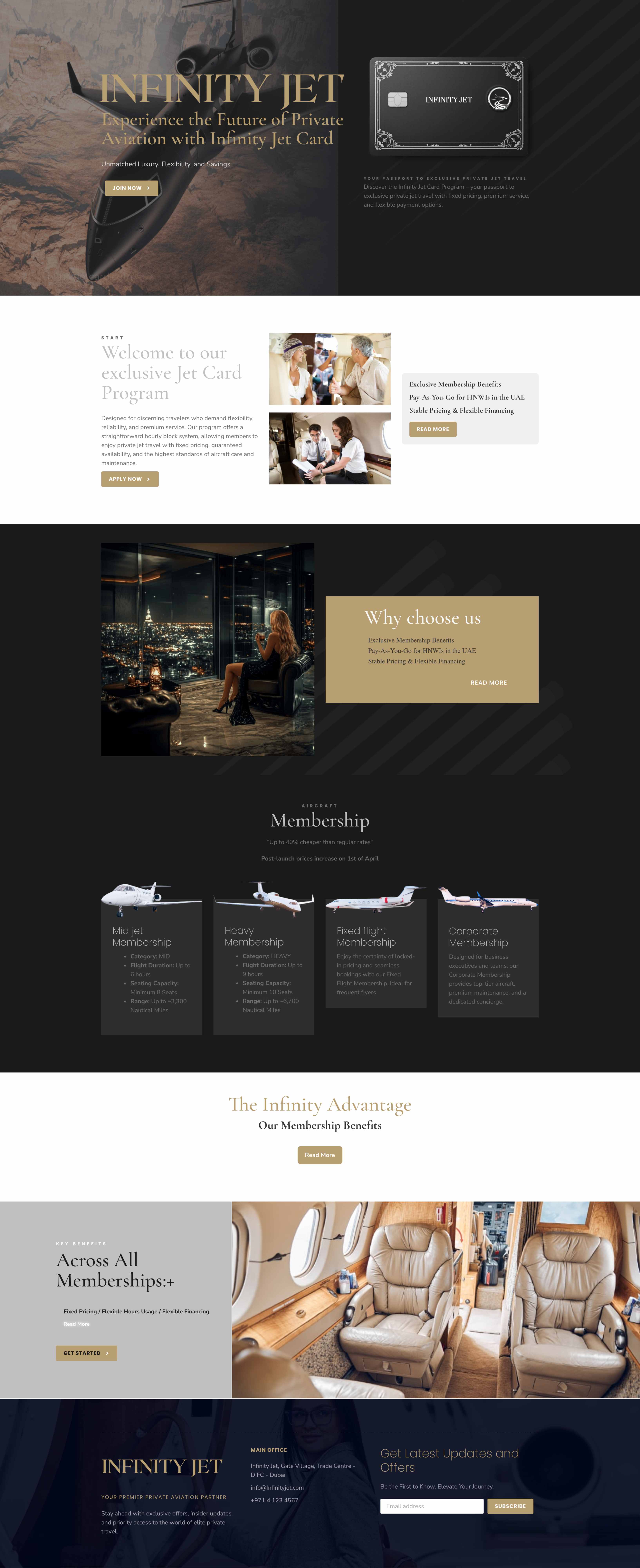 Infinity Jet Card - Luxury Aviation website design by UltimateWorkz