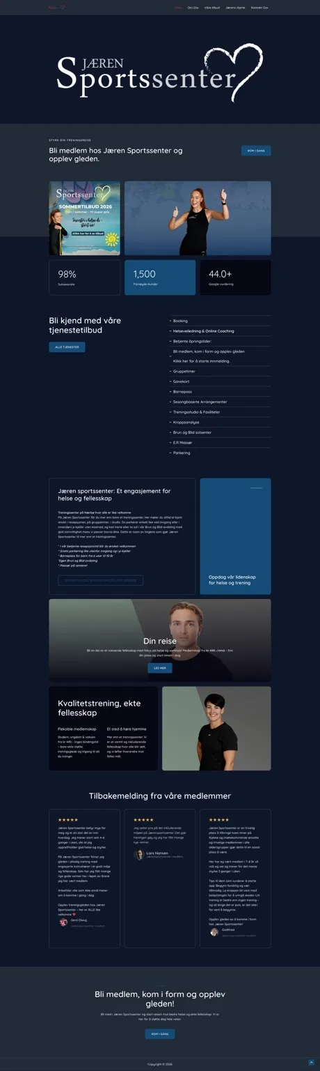 Jærensportssenter website design by UltimateWorkz