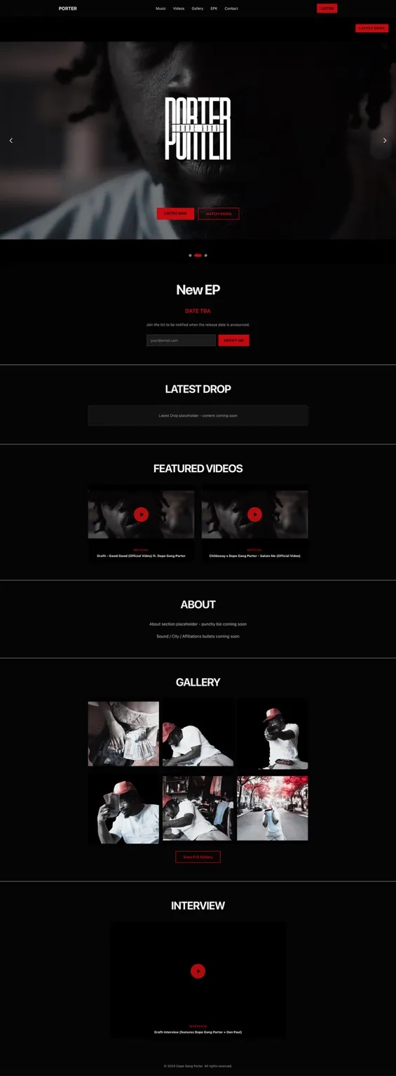 Porter & Potter / Dopegang Porter website design by UltimateWorkz